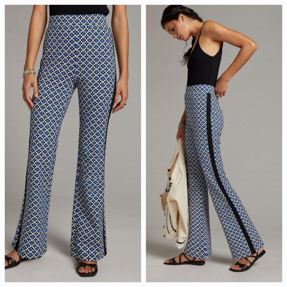 Anthropologie Maeve Printed High-Rise Pull-On Styling Bootcut Pants. Siz…
